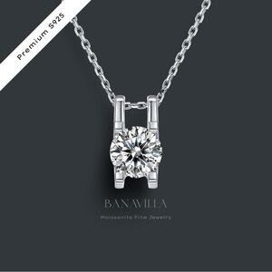 2 CTW C Shape Moissanite Diamond Necklace In 18K Plated S925